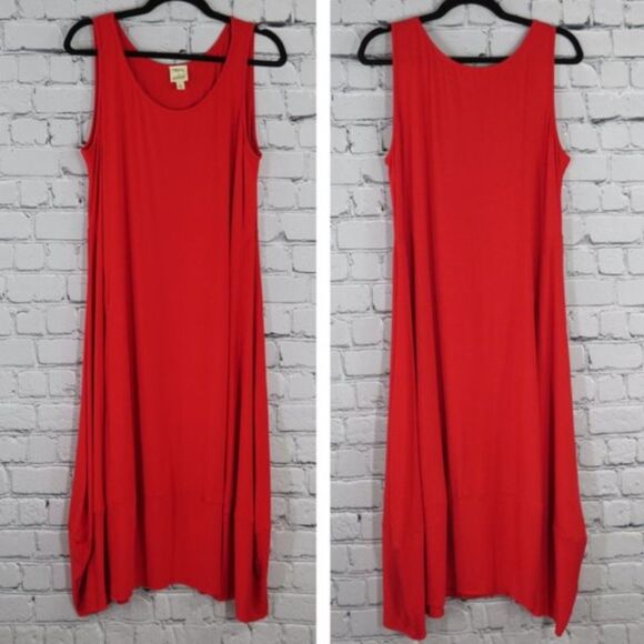 NEW NWOT Red Sz Large Soft Stretchy Sleeveless Midi Tank Dress TRUTH & STYLE - Picture 2 of 4